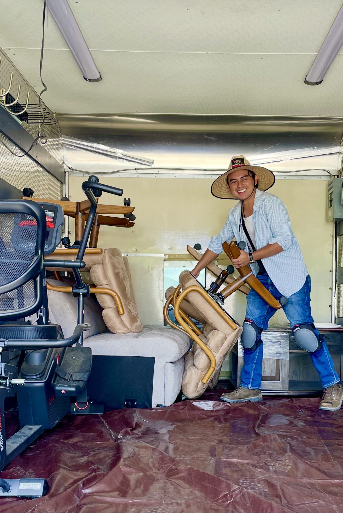 Hauling furniture and equipment in a truck